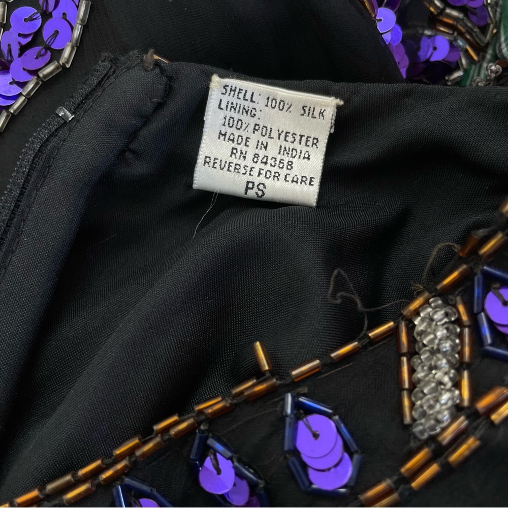 VINTAGE by Laurence Kazar NY Purple Sequined & Beaded Shirt Mega Shoulder Pads - Picture 7 of 10